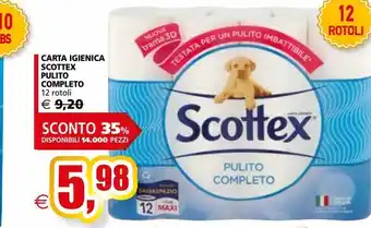 Il Gigante Carta igienica scottex pulito completo 12 rotoli offerta