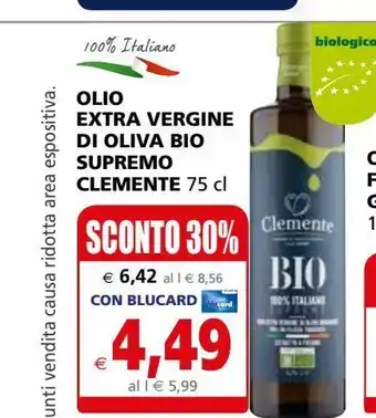 Olio extra vergine di oliva bio supremo 75cl clemente