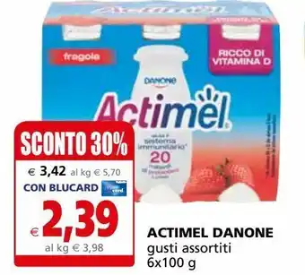 Il Gigante Actimel danone gusti assortiti 6x100g offerta
