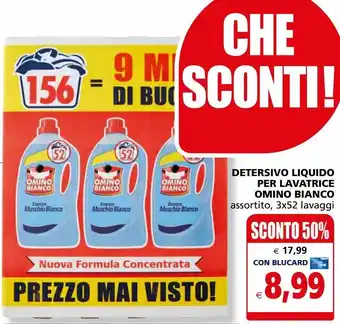 Il Gigante Detersivo liquido per lavatrice assortito 3x52 lavaggi omino bianco offerta
