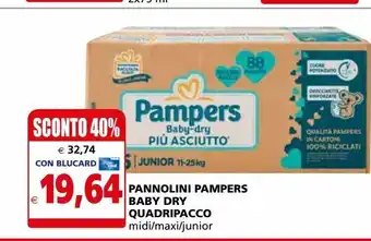 Il Gigante Pannolini pampers baby dry quadripacco offerta