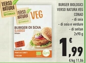 Conad Conad - Burger Di Soia Classico Biologico Veg Verso Natura 180 G(ml) offerta