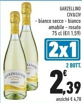 Conad Civ & Civ - Vino Frizzante Secco Garzellino 750 G(ml) offerta