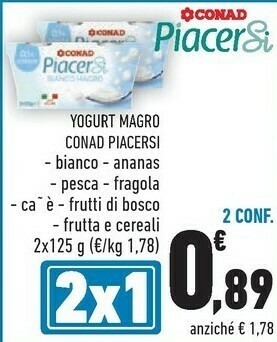 Conad Conad - Yogurt Magro Pesca Piacersi 250 G(ml) offerta