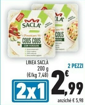 Conad Saclà Cous Cous Con Verdure 200 G(ml) offerta