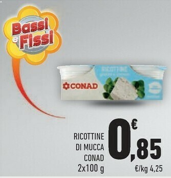 Conad Conad Ricottine Di Mucca 200 G offerta