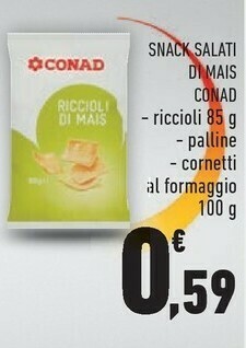 Conad Conad Snack Salati Di Mais Riccioli offerta