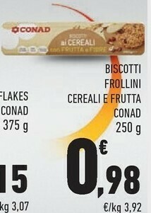 Conad Conad Biscotti Frollini Cereali E Frutta offerta