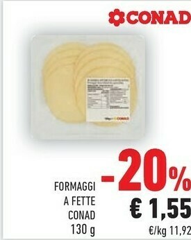 Conad Conad Formaggi A Fette 130 G offerta