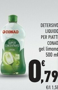 Conad Conad - Detersivo Liquido Per Piatti Gel Limone 500 Ml offerta