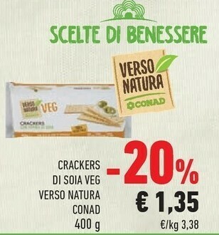 Conad Conad - Crackers con Farina di Soia Veg Verso Natura 400 g(ml) offerta