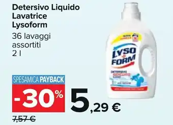 Carrefour Lysoform Detersivo Liquido Lavatrice 36 lavaggi assortiti 2 l offerta