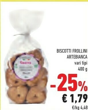 Conad Artebianca Integrale Biscotti 400 G(ml) offerta