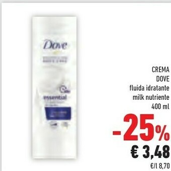 Conad Dove Crema Fluida Idratante Milk Nutriente 400 Ml offerta