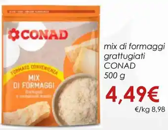 Conad Conad mix di formaggi grattugiati 500 g offerta