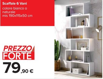 Carrefour Scaffale 6 Vani colore bianco o naturale mis 190x115x50 cm offerta