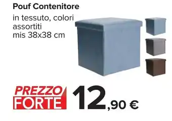 Carrefour Pouf Contenitore in tessuto, colori assortiti mis 38x38 cm offerta