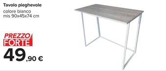 Tavolo pieghevole colore bianco mis 90x45x74 cm