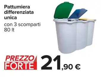 Carrefour Pattumiera differenziata unica con 3 scompati 80 lt offerta