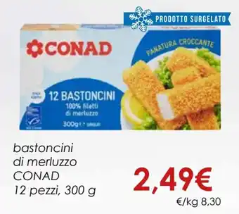 Conad Conad bastoncini di merluzzo 12 pezzi, 300 g offerta