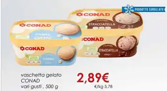 Conad Conad vaschetta gelato vari gusti, 500 g offerta