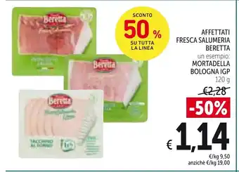 Spazio Conad Beretta Affettati Fresca Salumeria Mortadella Bologna Igp 120g offerta