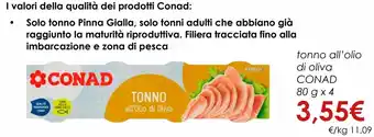 Conad Conad Tonno All'Olio di Oliva 80 g x 4 offerta