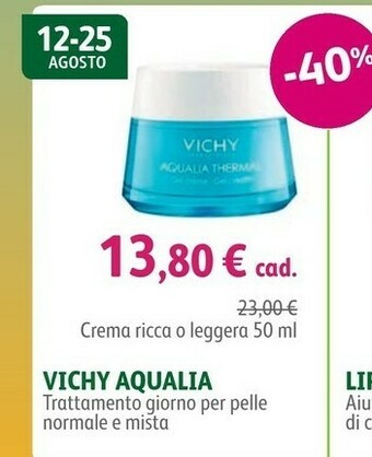 Vichy Aqualia Crema Ricca O Leggera 50 Ml