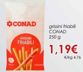Conad Conad Grissini Friabili 250 g offerta