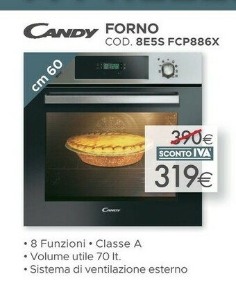 Mondo Convenienza Candy FCP886XS Forno Forno Elettrico 70 L Acciaio Inossidabile A offerta
