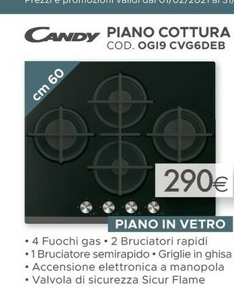 Mondo Convenienza Candy Piano Cottura Cod. OGI9 CVG6DEB offerta
