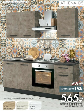 Mondo Convenienza Cucina Athena 195 Cemento Bronx offerta