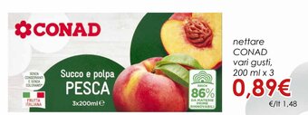Conad Conad Nettare Vari Gusti 200 ml x 3 offerta
