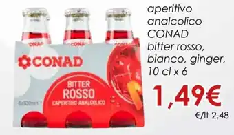 Conad Conad Aperitivo Analcolico Bitter Rosso, Bianco, Ginger 10 cl x 6 offerta