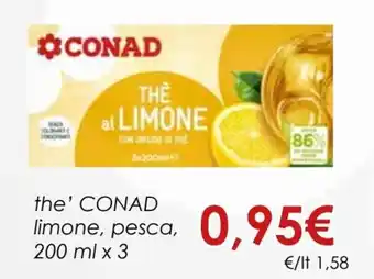 Conad Conad The' Limone, Pesca 200 ml x 3 offerta