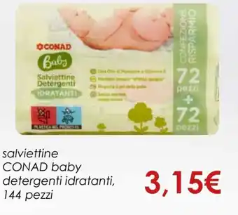 Conad Conad Baby Salviettine Detergenti Idratanti 144 Pezzi offerta