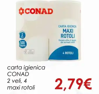 Conad Conad Carta Igienica 2 Veli, 4 Maxi Rotoli offerta