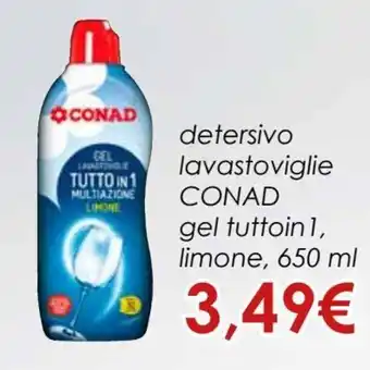 Conad Detersivo Lavastoviglie Gel Tutto in 1 Limone 650 ml