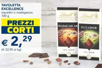 Esselunga Lindt's Excellence Tavoletta Equador o Madagascar 100 g offerta