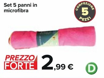 Carrefour Set 5 panni in microfibra offerta