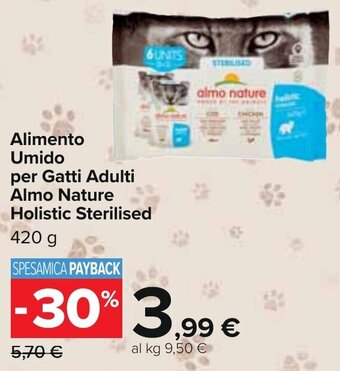 Carrefour almo nature Holistic Sterilised Alimento Umido per Gatti Adulti 420 g offerta