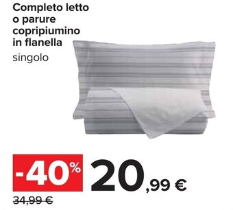 Carrefour Completo letto o parure copripiumino in flanella offerta