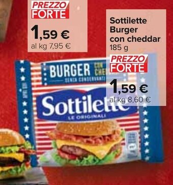Carrefour Sottilette Burger con cheddar 185 g offerta