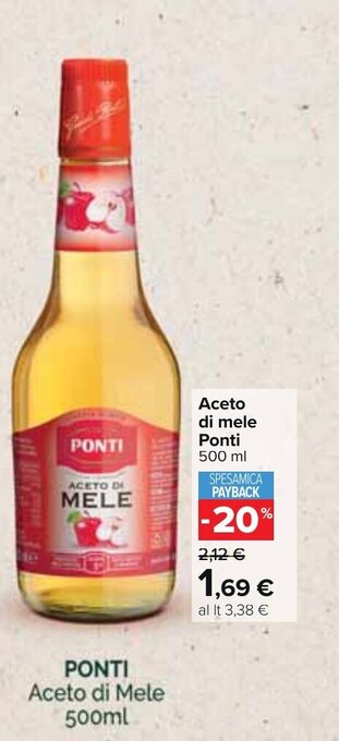 Carrefour Ponti Aceto di mele 500 ml offerta