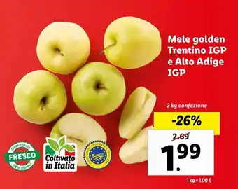 Lidl Mele golden Trentino IGP e Alto Adige IGP 2 kg confezione offerta