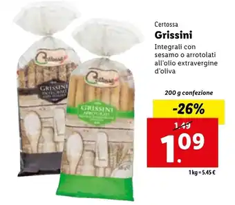 Lidl Certossa Grissini 200 g offerta