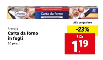 Lidl Aromata Carta da forno in fogli 30 pezzi offerta