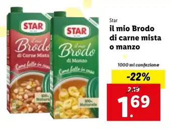 Lidl Star il mio Brodo di carne mista o manzo 1000 ml confezione offerta