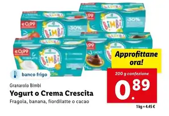 Lidl Granarolo Bimbi Yogurt o Crema Crescita 200 g confezione offerta
