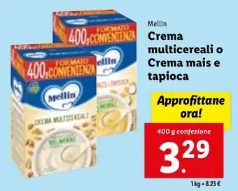 Lidl Mellin Crema multicereali o Crema mais e tapioca 400 g confezione offerta